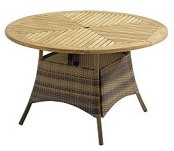 Prestige Weave Range - Athena Teak Table with Weave Legs 120cm diameter