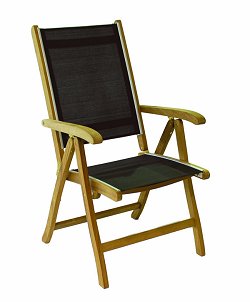 Teak Range - Black Textilene Recliner