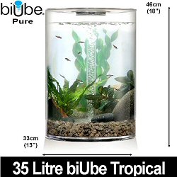 Biube Pure 35 Litre Tropical acrylic self contained aquarium - With integral biorb intellegent LED timer light