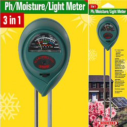 Bosmere Home and Garden Thermometers - All in One Moisture, Light and PH Meter