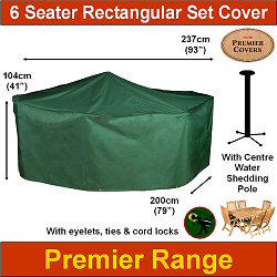 Bosmere Garden Furniture Covers Premier Range - Premier 6 Seater Rectangular Patio Set Cover