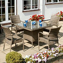Bridgman Four Seasons Earl Grey - Earl Grey Woven 4 Seater 100cm Square Dining Armchair Set