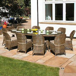 Bridgman 4 Seasons Mocha - Woven 10 Seater 270cm Oval Dining Set