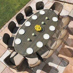 Bridgman 4 Seasons Mocha - Woven 12 Seater Oval Dining And Armchair Set
