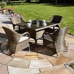 Bridgman 4 Seasons Mocha - Mocha Woven 4 Seater 100cm Square Dining Armchair Set