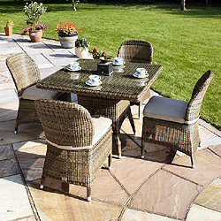 Bridgman 4 Seasons Mocha - Woven 4 Seater 100cm Square Dining Chair Set