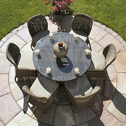 Bridgman 4 Seasons Mocha - Woven 6 Seater 120cm Round Dining Chair Set