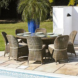 Bridgman 4 Seasons Mocha - Woven 8 Seater 180cm Oval Dining Chair Set
