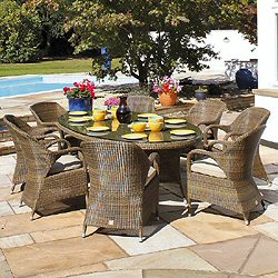 Bridgman 4 Seasons Mocha - Woven 8 Seater 270cm Oval Dining Armchair Set