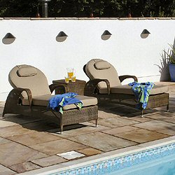 Bridgman 4 Seasons Mocha - Sussex Sunbeds with Sussex Side Table