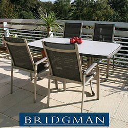 Bridgman Aluminium Furniture Sets - Montesa 4 Seater 165cm Rectangular Dining Stackable Armchair Set