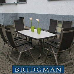 Bridgman Aluminium Furniture Sets - Montesa 6 Seater 165cm Rectangular Dining Stackable Armchair Set