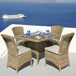 Bridgman Four Seasons Pulut - Victoria Woven 4 Seater 100cm Square Dining Chair Set