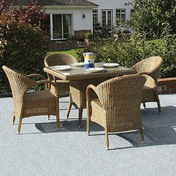 Bridgman Four Seasons Pulut - Victoria Woven 4 Seater 100cm Square Dining Set With Stackable Armchairs