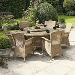 Bridgman Four Seasons Pulut - Victoria Woven 6 Seater 150cm Round Dining Set With Armchairs