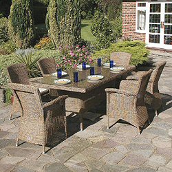 Bridgman Four Seasons Pulut - Victoria Woven 6 Seater Rectangular Dining Set With Armchirs