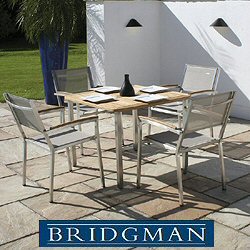 Bridgman Stainless Steel Furniture Sets - Nexxt 4 Seater 95cm Square Dining Stackable Armchair Set