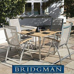 Bridgman Stainless Steel Furniture Sets - Nexxt 4 Seater 95cm Square Dining Recliner Chair Set