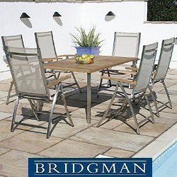 Bridgman Stainless Steel Furniture Sets - Nexxt 6 Seater 165cm Rectangular Dining Recliner Chair Set