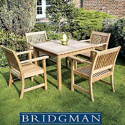 Bridgman Teak Furniture Sets - Tecknique 4 Seater 100cm Square Dining Armchair Set