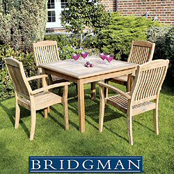 Bridgman Teak Furniture Sets - Tecknique 4 Seater 100cm Square Stackable Armchair Set