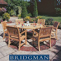 Bridgman Teak Furniture Sets - Tecknique 6 Seater 150cm Round Dining Armchair Set