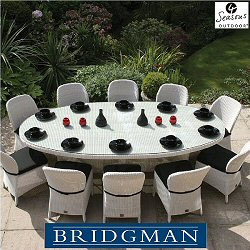 Bridgman Four Seasons Soft White - Woven 10 Seater Oval Dining Set