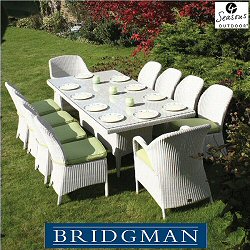 Bridgman Four Seasons Soft White - Woven 10 Seater Rectangular Dining Set