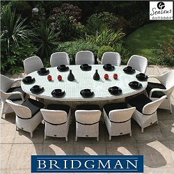 Bridgman Four Seasons Soft White - Woven 12 Seater Oval Dining Set