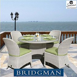 Bridgman Four Seasons Soft White - Woven 4 Seater Round Dining Chair Set