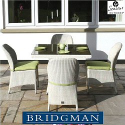 Bridgman Four Seasons Soft White - Woven 4 Seater Square Dining Chair Set
