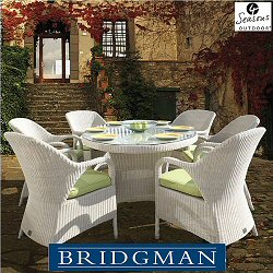 Bridgman Four Seasons Soft White - Woven 6 Seater Oval Armchair Dining Set