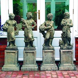 Statues - Set of four traditional seasons on Plain Plinths
