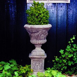 Troughs, Tazzas, Urns and Vases - Laurel Vase On Emblem Plinth