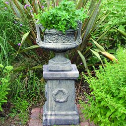 Troughs, Tazzas, Urns and Vases - Handled Urn On Laurel Plinth