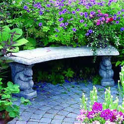 Stone Seating - Curved Patterned Top On Squirrel Bench Bases