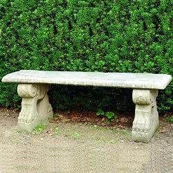 Stone Seating - Straight Patterned Top On Scroll Bench Bases