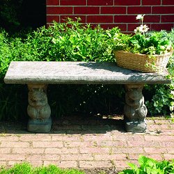 Stone Seating - Straight Plain Top On Squirrel Bench Bases