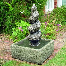 Fountains and Water Features - Spiral Topiary Fountain In Square Reservoir