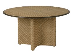 Barlow Tyrie - Cove Circular Table 120cm - Cappuccino with Woven & Glass Top