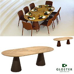 Gloster Scoop - 120 x 240cm Oval Table With Teak Top