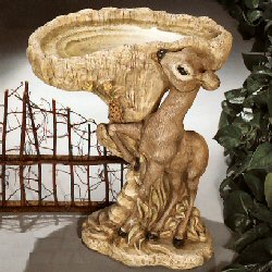 Henri Birdbaths - Stretching Fawn Feeder Birdbath