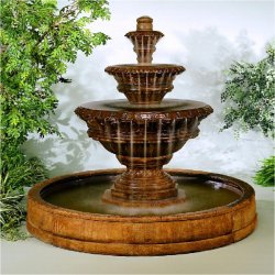 Henri Self Contained Pool Fountains - Valencia Three-Tier Fountain in Pool