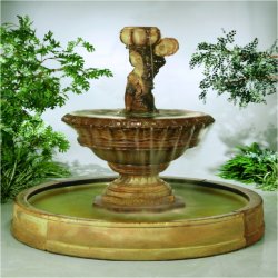 Henri Self Contained Pool Fountains - Valencia Cherub Fountain in Pool