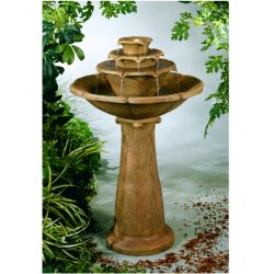 Henri Resin Fountains - Triple Dish Fountain with Light