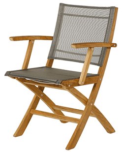 Barlow Tyrie Horizon - Teak Folding Carver Chair with Fabric Seat and Back