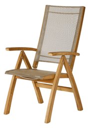 Barlow Tyrie Horizon - Teak Folding Recliner Chair with Fabric Seat and Back