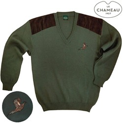 Le Chameau Clothing - Chene V Neck Sweater With Pheasant Embroidery