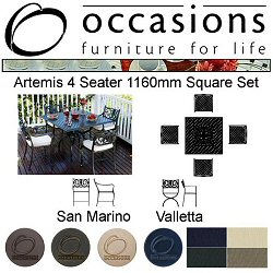 Occasions Cast Aluminium - Artemis 4 Seater 1160mm Square Dining Set