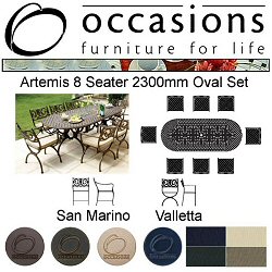 Occasions Cast Aluminium - Artemis 8 Seater 2300mm Oval Dining Set